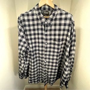 BONOBOS - Dark Blue and Grey Checked Button Down Shirt, Mens 3XL, Promin…